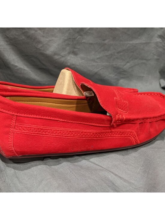 European Red Suede Driving Loafers With Rubber Sole Mens Size 43 Casual Slip-On main image 4